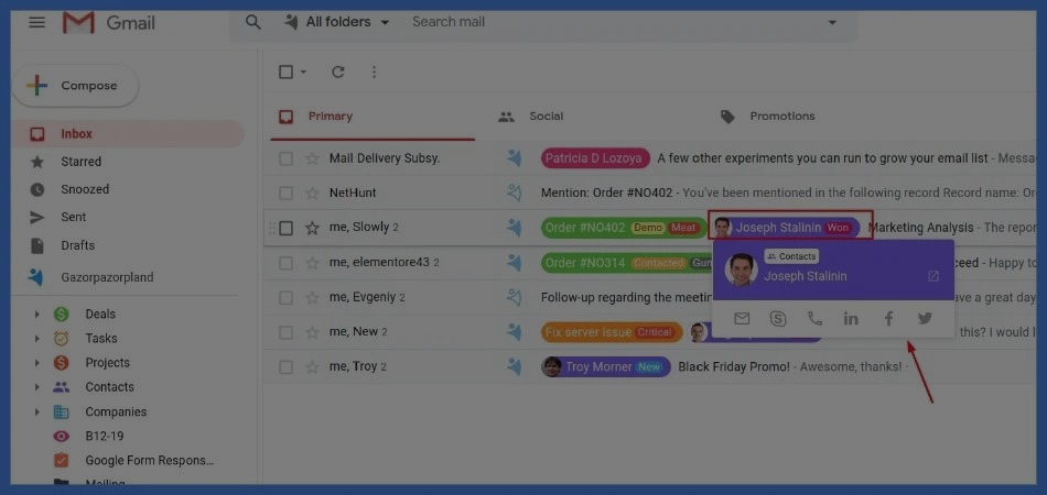 Карта клієнта NetHunt CRM