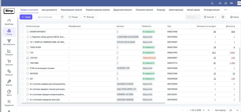 Warehouse in Bimpsoft Bimpsoft warehouse from Frigat