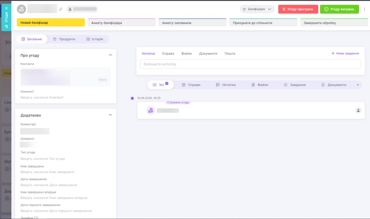 NetHunt CRM кейс AX Marketing Воронка бенефіціарок в Uspacy CRM — етапи супроводу для ГО Україна